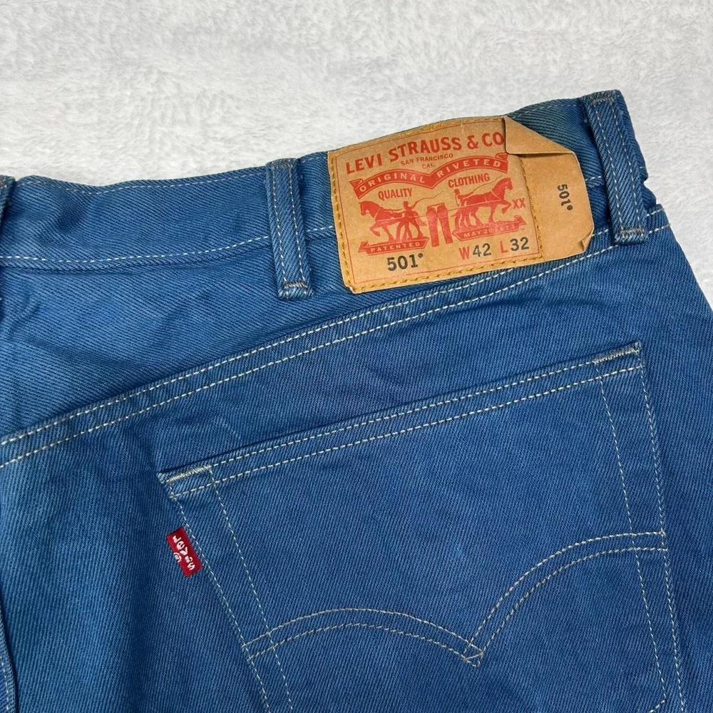 Levi's 501 Jeans Men's‎ Blue Denim High Rise Classic Straight Button Fly - 40X30